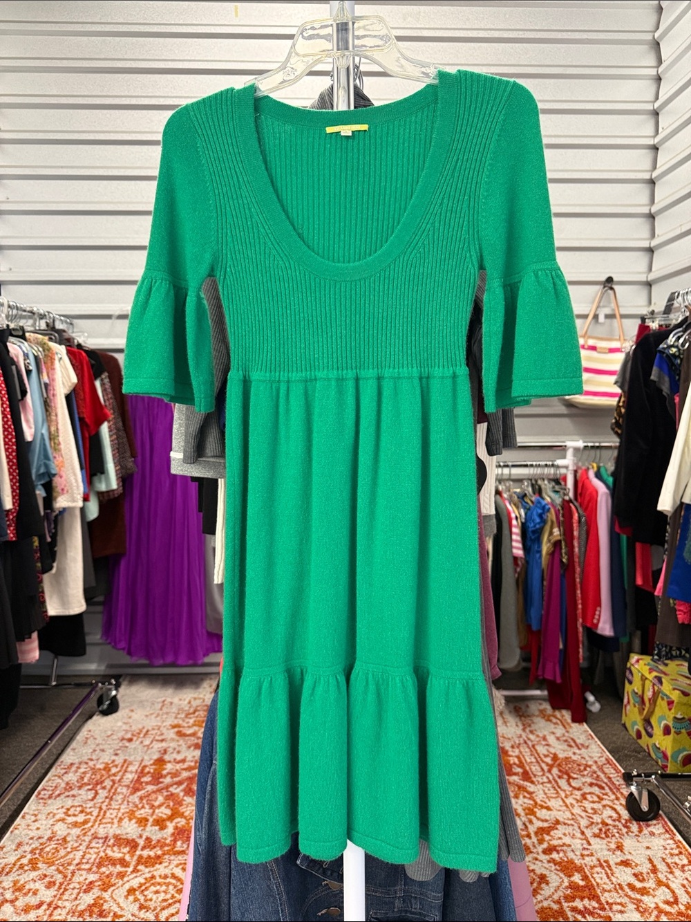 Gianni Bini Emerald Green Ribbed Knit Top